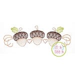 Swirly Acorn Trio Sketch | Machine Embroidery Designs by JuJu