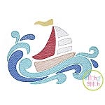 Swirly Sailboat Sketch Embroidery | Machine Embroidery Designs by JuJu
