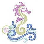 Swirly Seahorse Sketch Embroidery | Machine Embroidery Designs by JuJu