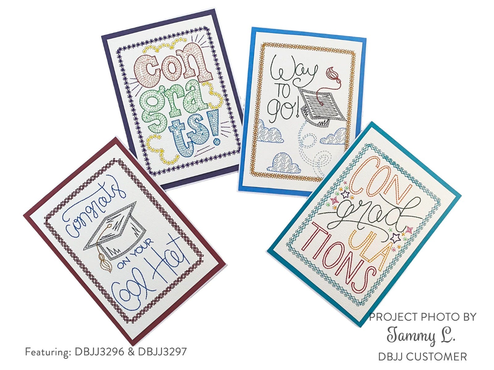 Graduation Greeting Cards Embroidery Design Set 1