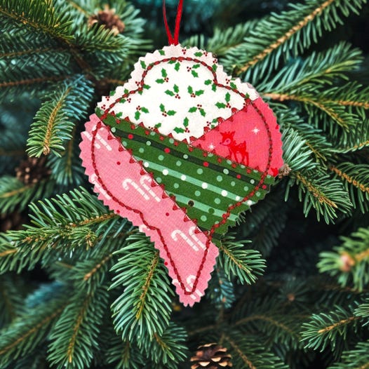 ITH Crazy Patch Ornament Finial | Machine Embroidery Designs by JuJu