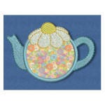 Tea Pots Applique Machine Embroidery Designs by JuJu 