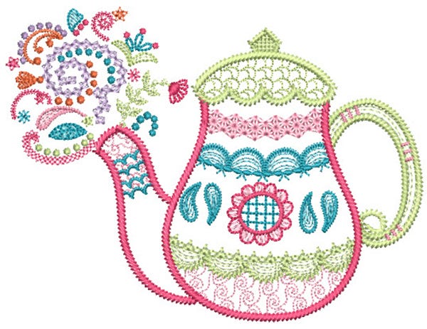 Tea Time Doodles 1 Machine Embroidery Designs by JuJu