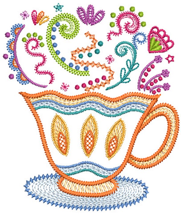 Tea Time Doodles 2 Machine Embroidery Designs by JuJu