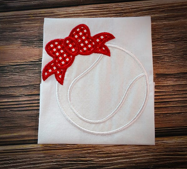 Tennis Ball Bow | Machine Embroidery Designs by JuJu