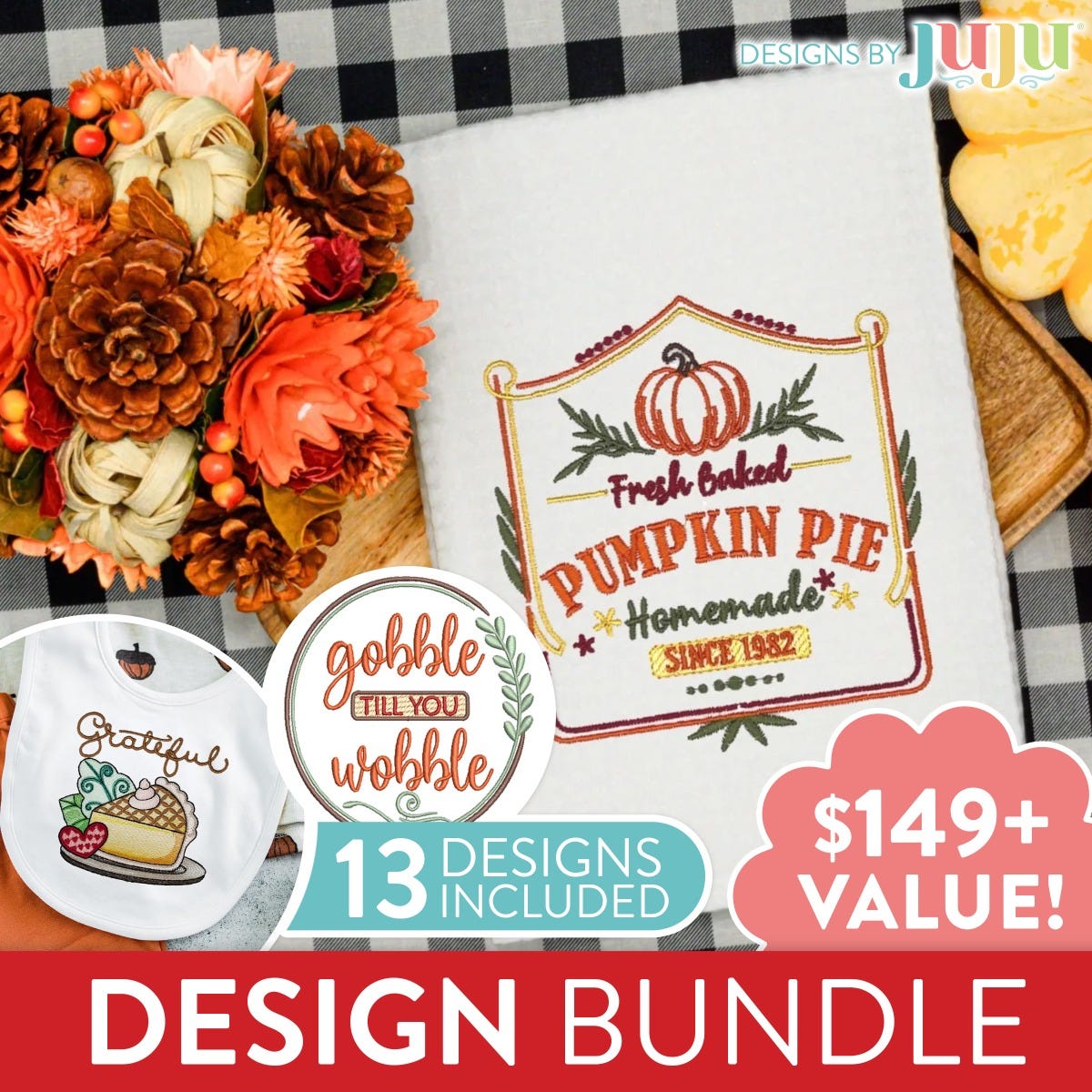 Thanksgiving Favorites Embroidery Designs Bundle