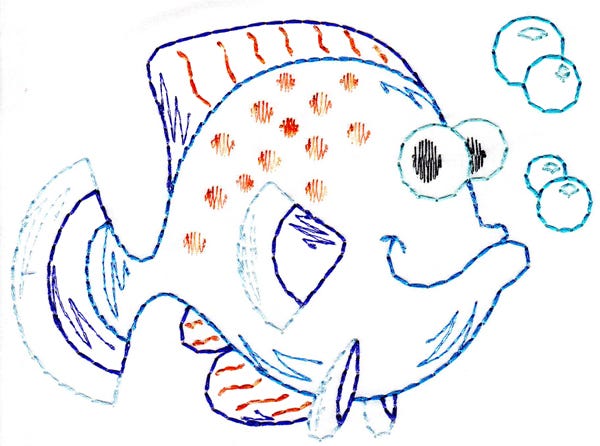 Silly Sea Creatures Vintage Stitch Machine Embroidery Designs by JuJu