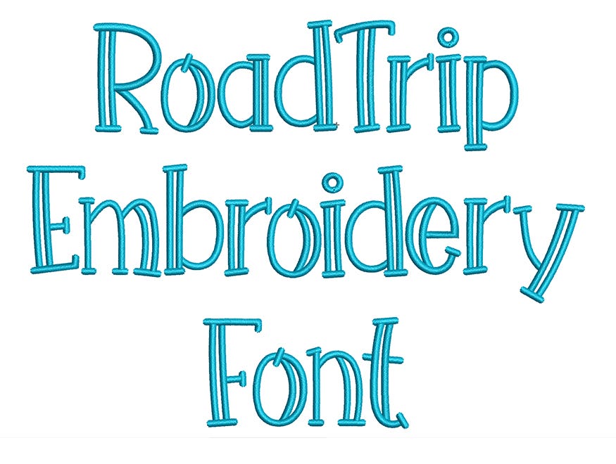 Road Trip Embroidery Font | Machine Embroidery Designs by JuJu