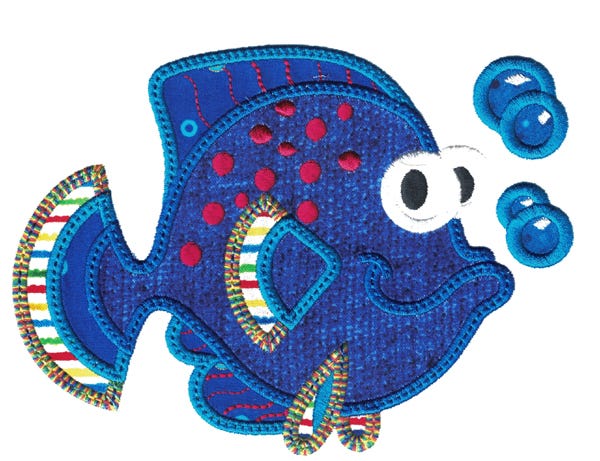 Silly Sea Creatures Applique Machine Embroidery Designs by JuJu