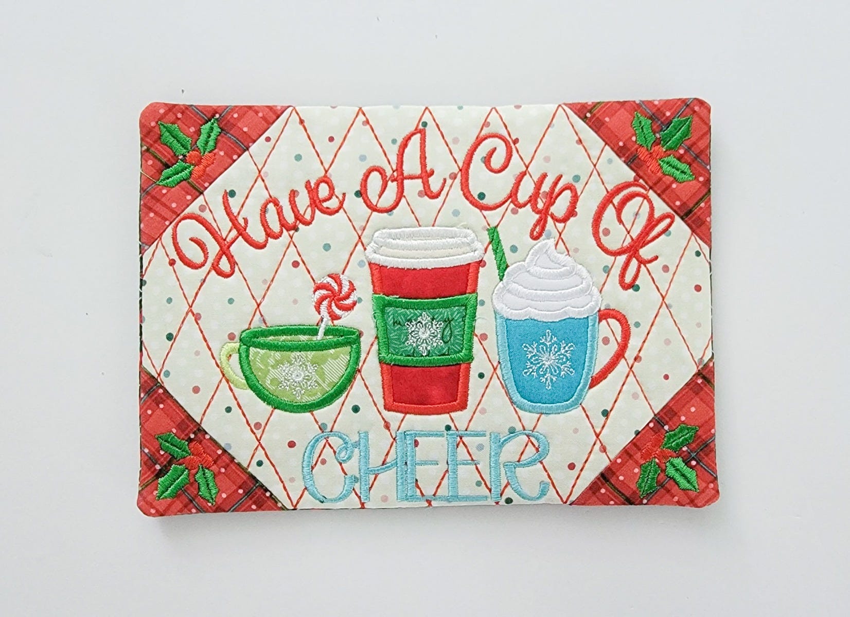 ITH Have A Cup Of Cheer Mug Rug | Machine Embroidery Designs by JuJu