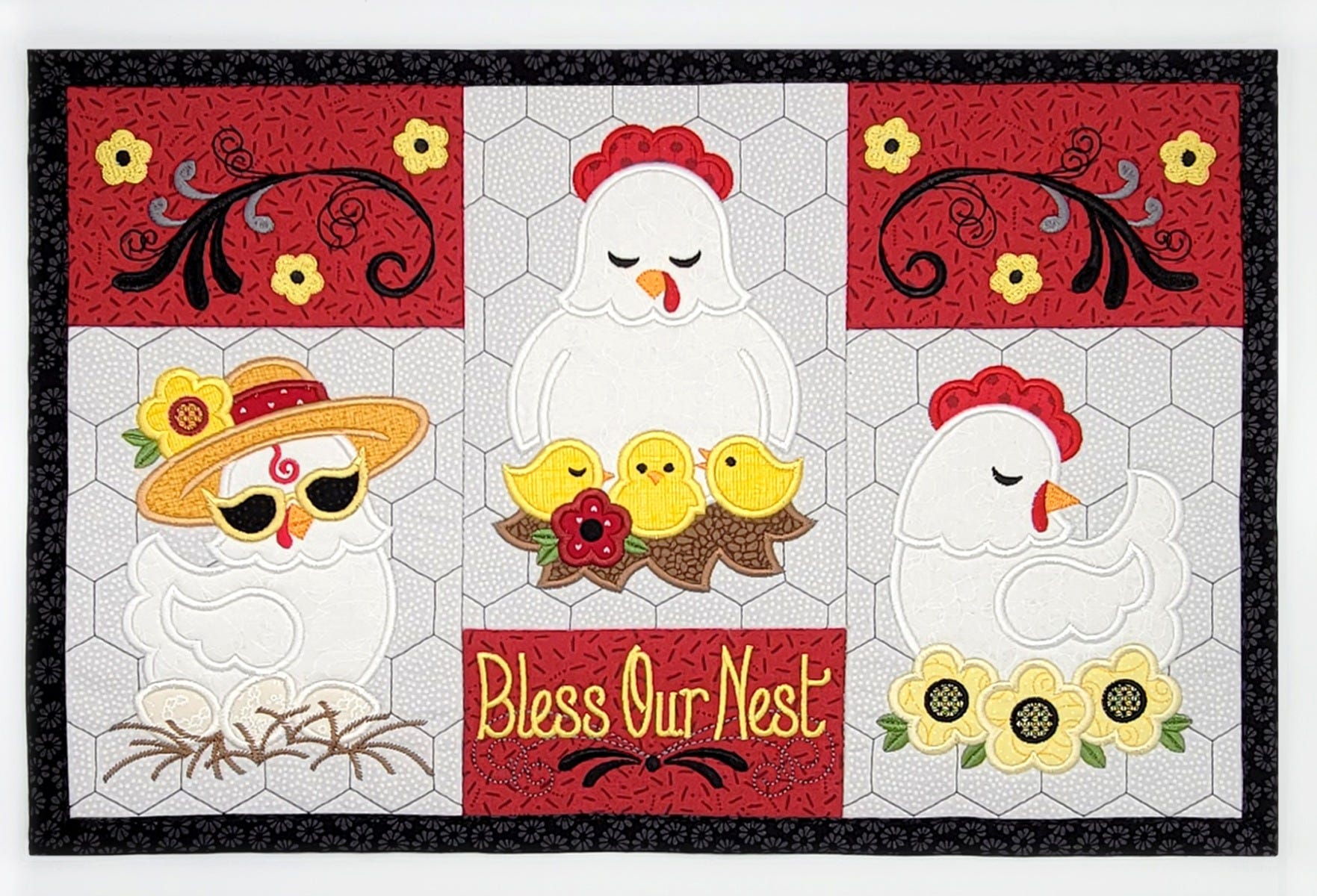 ITH Chicken Placemat | Machine Embroidery Designs by JuJu