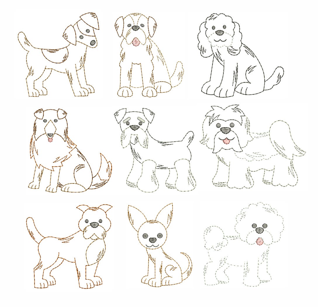 Top Dogs Vintage Stitch Machine Embroidery Designs by JuJu