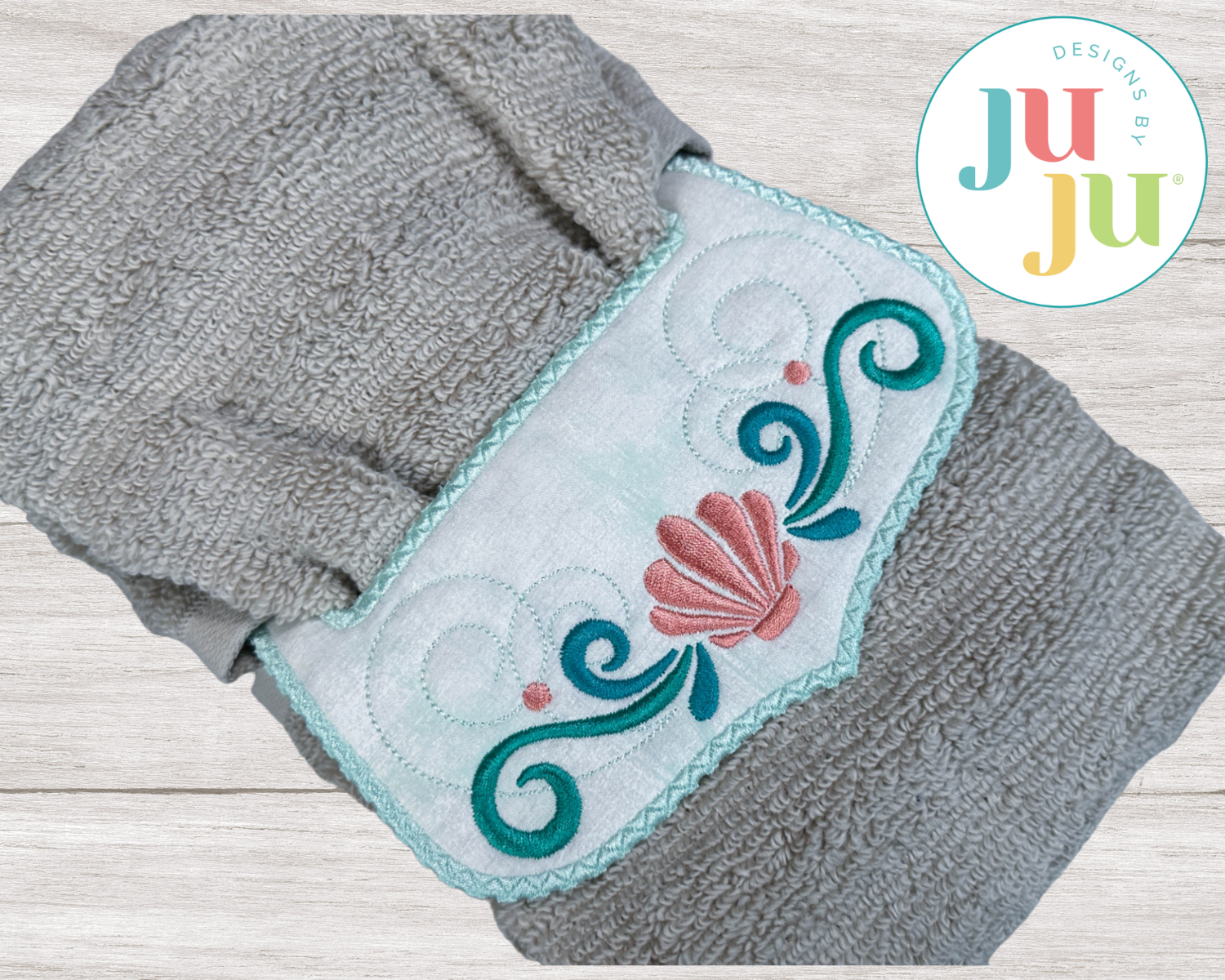 ITH Seashell Wrap Around Towel Topper | Machine Embroidery Designs by JuJu