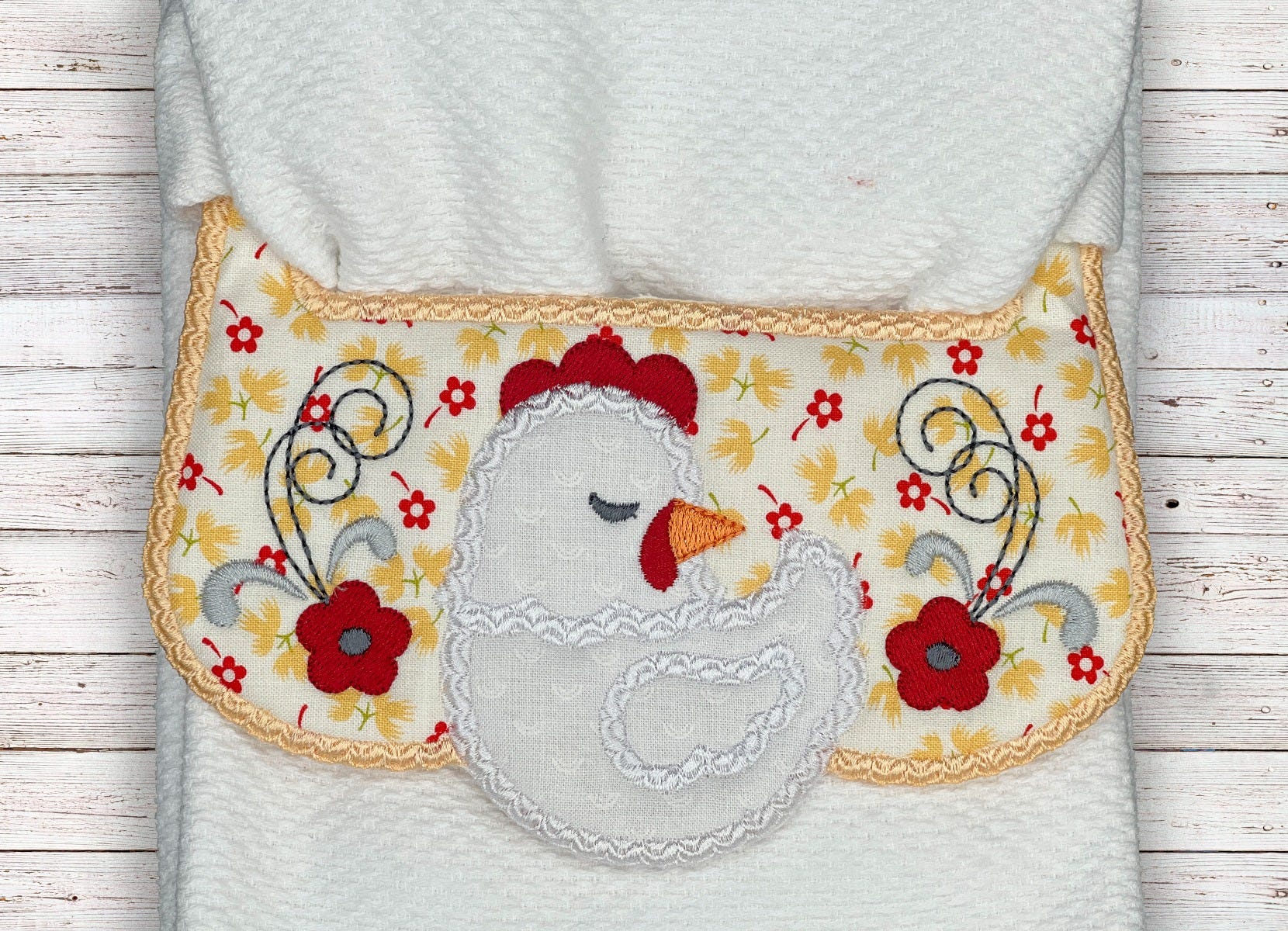 ITH Wrap Around Chicken Towel Toppers Digital Embroidery Machine Designs by JuJu