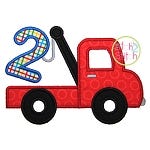 Tow Truck Number 2 Applique | Machine Embroidery Designs by JuJu