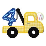 Tow Truck Number 4 Applique | Machine Embroidery Designs by JuJu