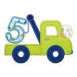 Tow Truck Number 5 Applique | Machine Embroidery Designs by JuJu