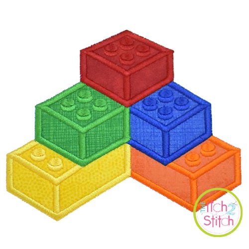 Toy Bricks Applique | Machine Embroidery Designs by JuJu