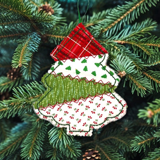 ITH Crazy Patch Ornament Christmas Tree | Machine Embroidery Designs by JuJu