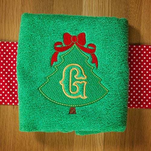 Embossed Christmas Tree Monogram Alphabet Machine Embroidery Designs by JuJu