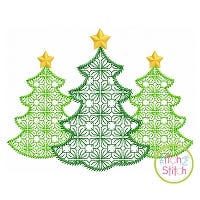 Tree Trio Motif Embroidery | Machine Embroidery Designs by JuJu