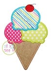 Triple Ice Cream Cone Applique | Machine Embroidery Designs by JuJu