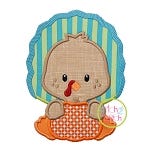 Turkey with Pumpkin Boy Applique | Machine Embroidery Designs by JuJu