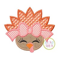 Turkey Face Bow Applique | Machine Embroidery Designs by JuJu