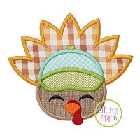 Turkey Face Cap Applique | Machine Embroidery Designs by JuJu