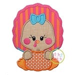 Turkey with Pumpkin Girl Applique | Machine Embroidery Designs by JuJu