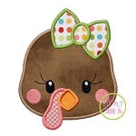 Turkey Head Girl Applique | Machine Embroidery Designs by JuJu