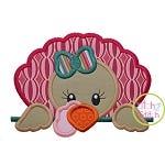 Turkey Peeker Girl Applique | Machine Embroidery Designs by JuJu