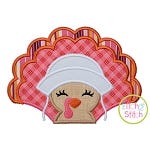 Turkey with Bonnet Girl Applique | Machine Embroidery Designs by JuJu