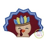 Turkey with Headdress Boy Applique | Machine Embroidery Designs by JuJu