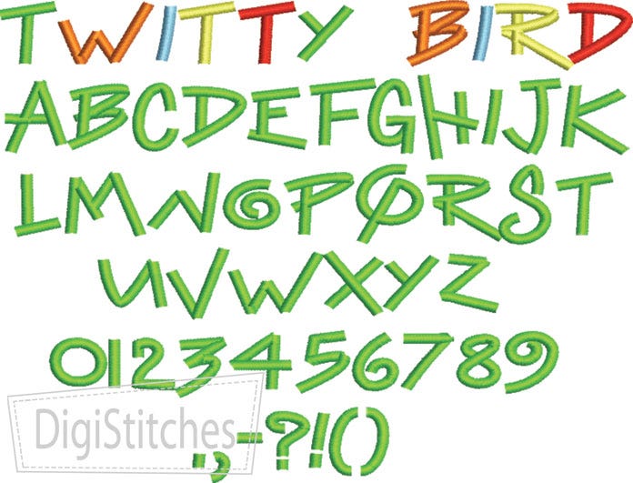 Twitty Bird Embroidery Font | Machine Embroidery Designs by JuJu