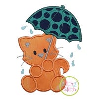 Umbrella Cat Applique Design | Machine Embroidery Designs by JuJu