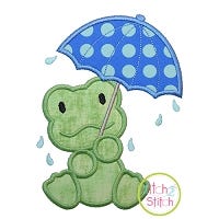Umbrella Frog Applique Design | Machine Embroidery Designs by JuJu