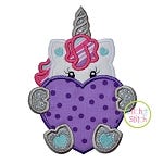 Unicorn With Heart Applique | Machine Embroidery Designs by JuJu