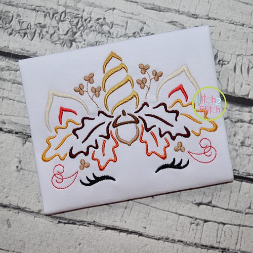 Unicorn Horn Acorn Leaves Embroidery | Machine Embroidery Designs by JuJu