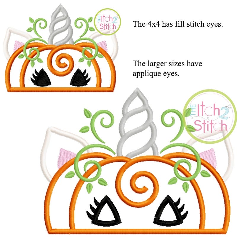 Unicorn Horn JackOLantern Applique | Machine Embroidery Designs by JuJu