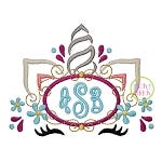 Unicorn Horn Monogram Oval Embroidery | Machine Embroidery Designs by JuJu