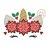Unicorn Horn Poinsettias Applique | Machine Embroidery Designs by JuJu