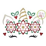 Unicorn Horn Poinsettias Embroidery | Machine Embroidery Designs by JuJu