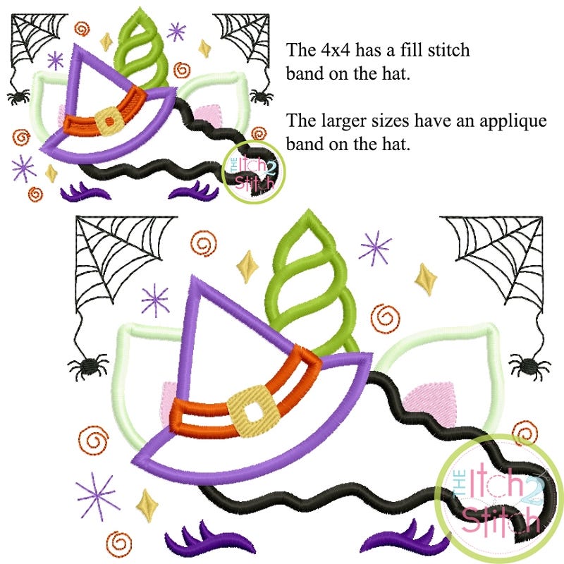 Unicorn Horn Witch Applique | Machine Embroidery Designs by JuJu