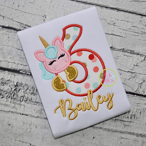 Unicorn Numbers Set Applique | Machine Embroidery Designs by JuJu