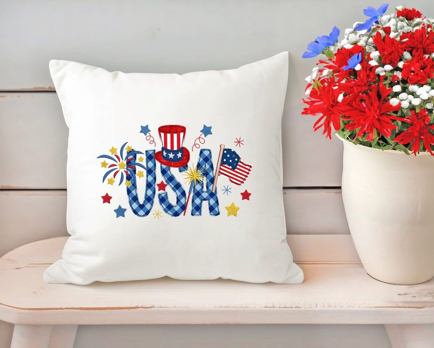 Patriotic Alphabet Embellishment Kit | Machine Embroidery Designs by JuJu