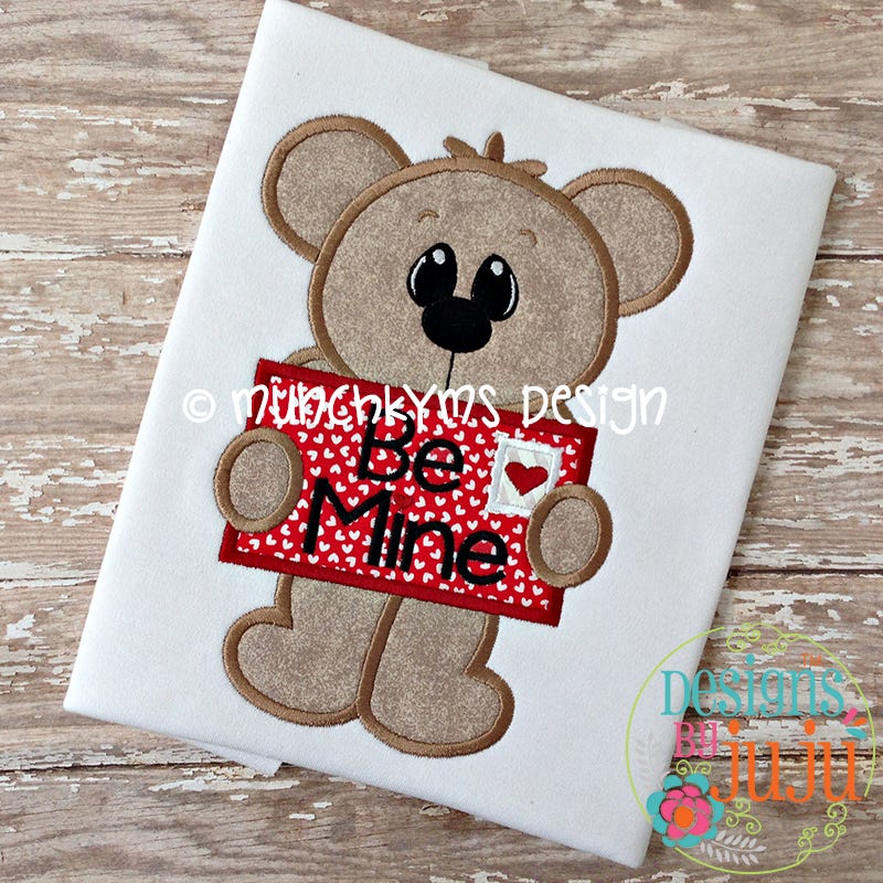 Valentine Letter Bear Boy | Machine Embroidery Designs by JuJu