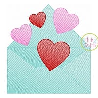 Valentine Envelope Sketch | Machine Embroidery Designs by JuJu