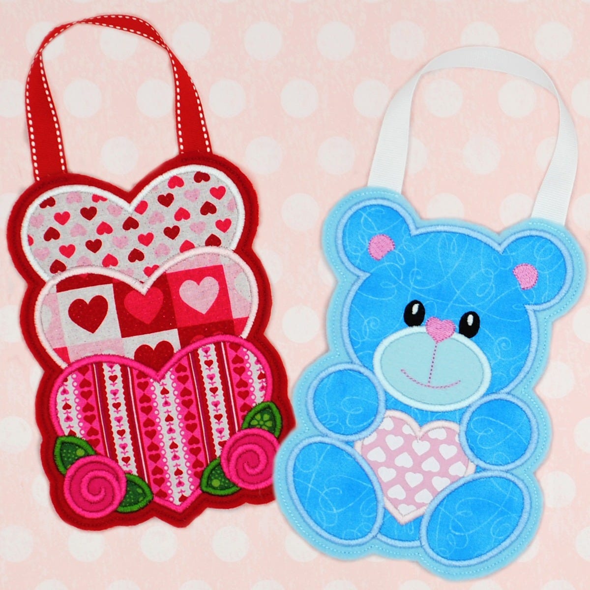 In The Hoop Valentine Treat Bags Set 1 | Machine Embroidery Designs by JuJu