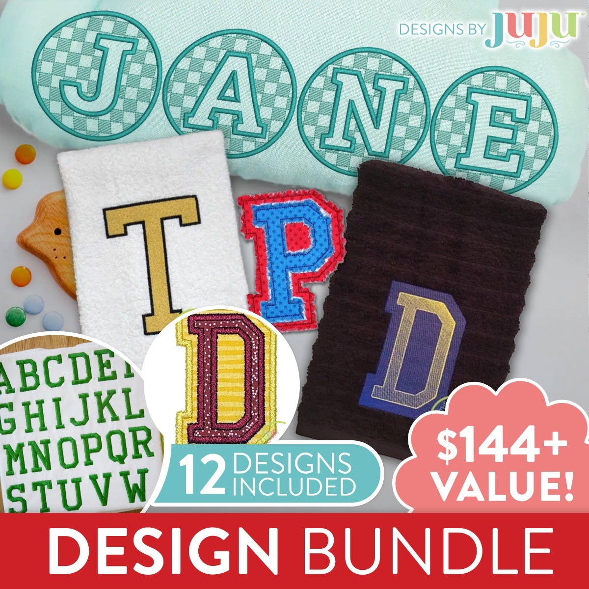Varsity Embroidery Font Bundle